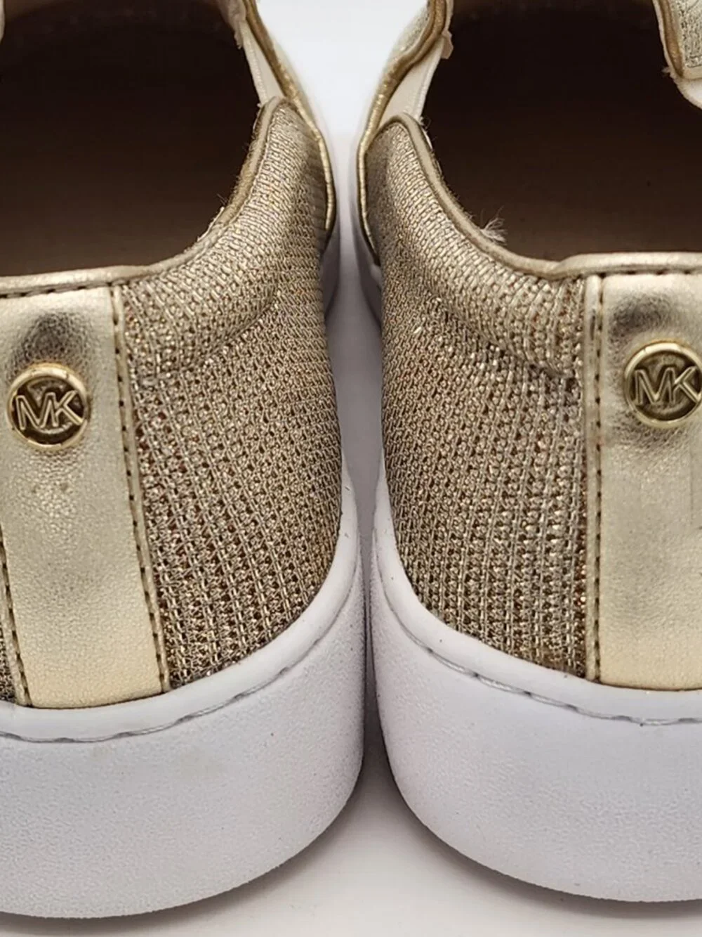 Michael Kors Keaton Pale Gold Glitter Slip-On Sneakers Women’s Size 8.5